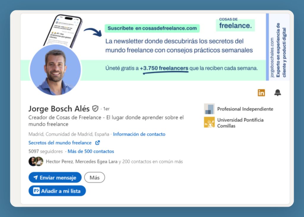 perfil de Linkedin de Jorge Bosch