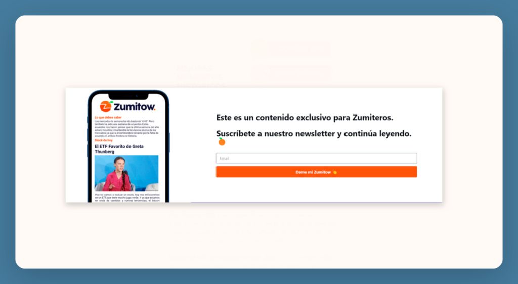Pop up para captar el email