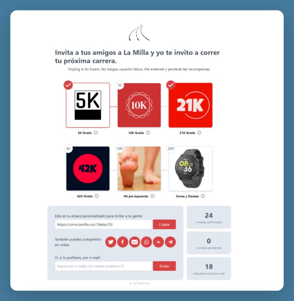 Sistema de referidos La Milla